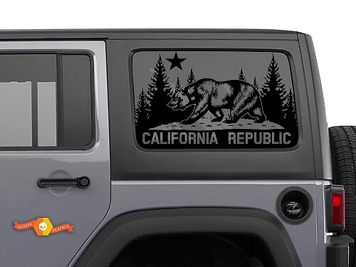 Jeep Wrangler Rubicon Hardtop California Republic Bear Windshield Sticker Decal JKU JLU 2007-2019 or Tacoma 4Runner Tundra Suba Charger Challenger - 36
