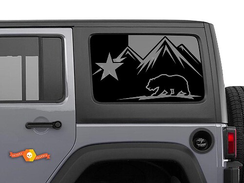 Hardtop Texas Flag Bear Mountains Windscreen Sticker Decal for Jeep Wrangler Rubicon JKU JLU 2007-2019 or Tacoma 4Runner Tundra Charger Challenger