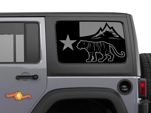 Texas Flag Forest Tiger Mountains Windscreen Sticker Decal For Jeep Wrangler Rubicon Hardtop JKU JLU 2007-2019 or Tacoma 4Runner Tundra Charger Challenger