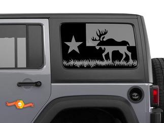 Jeep Wrangler Rubicon Hardtop Texas Flag Moose Forest Mountains Bison Windshield Decal JKU JLU 2007-2019 or Tacoma 4Runner Tundra Subaru Charger Challenger - 75
