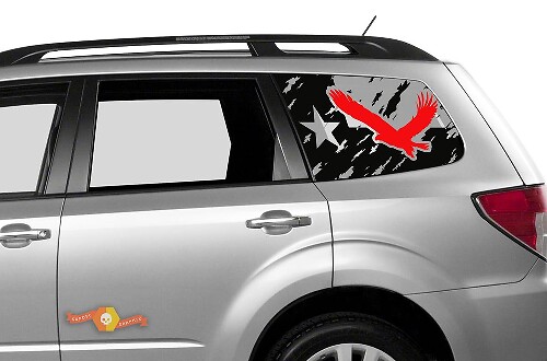 Suba Ascent Forester Hardtop USA Flag Mountains Texas Flag Eagle Destroyed Windshield Sticker Decal JKU JLU 2007-2019 or Tacoma 4Runner Tundra Dodge Challenger Charger Wrangler Rubicon - 105
