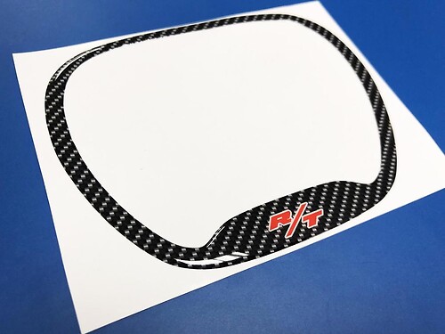 Steering WHEEL TRIM RING Carbon imitation with Red R/T domed Sticker Decal Dodge
