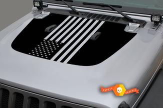 Jeep Gladiator Side JT Wrangler JL JLU Hood USA Flag style Vinyl decal sticker Graphics kit for 2018-2021
