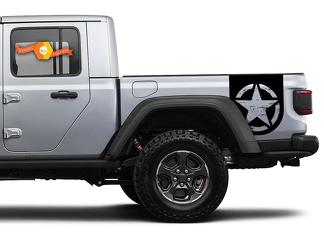 Pair of Jeep Gladiator Side Door Stripes Star Decals Vinyl Graphics Stripe kit for 2020-2021 for both sides
