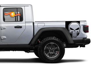 Pair of Jeep Gladiator Side Door Stripes Star Punisher Decals Vinyl Graphics Stripe kit for 2020-2021 for both sides
