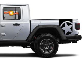 Pair of Jeep Gladiator Side Door Stripes Star Decals Vinyl Graphics Stripe kit for 2019 2020 2021 for both sides
