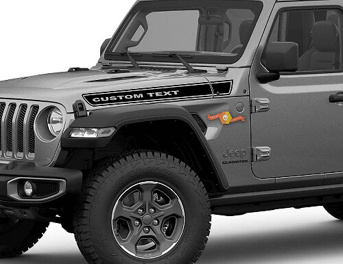 Custom Text Hood Side Vinyl Decal Set for Jeep Gladiator and Wrangler 