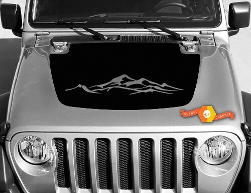 Jeep Gladiator JT Wrangler JL JLU Hood Mountains style Vinyl decal sticker Graphics kit for 2018-2021
