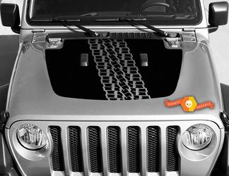 Jeep Gladiator JT Wrangler JL JLU Hood Tire Tracks style Vinyl decal sticker Graphics kit for 2018-2021
