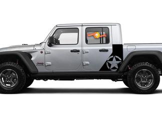 Jeep Gladiator Side War Destroyed Star decal Factory Style Body Vinyl Graphic Stripes Kit 2018-2021
