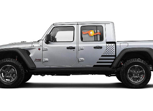 Side Flag USA Body Vinyl Graphic Kit Decal Sticker for Jeep Gladiator