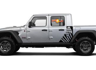 Jeep Gladiator Side Flag USA Destroyed decal Vinyl Sticker Factory Style Body Vinyl Graphic Stripes Kit 2018-2021
