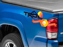 Pair of TRD Off Road Mountains Line Vintage Old Style Sunset Line Style Bed Side Vinyl Stickers Decal Toyota Tacoma Tundra FJ Cruiser
 2