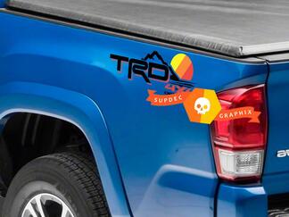 Pair of TRD 4x4 Off Road Mountains Line Vintage Old Style Sunset Line Style Bed Side Vinyl Stickers Decal Toyota Tacoma Tundra FJ Cruiser
