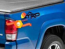 Pair of TRD 4x4 Off Road Mountains Line Vintage Old Style Sunset Line Style Bed Side Vinyl Stickers Decal Toyota Tacoma Tundra FJ Cruiser
 2