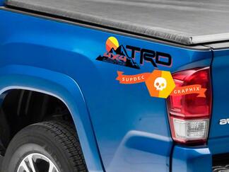 Pair of TRD 4x4 Limited Mountains Vintage Old Style Sunset Line Style Bed Side Vinyl Stickers Decal Toyota Tacoma Tundra FJ Cruiser
 1