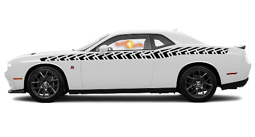 Pair of Dodge Challenger Full Length Style Bodyline Strobe Racing Stripe Kit for 2008 & Up
