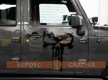 pair of PUNISHER skull Distressed Door side vinyl decal sticker for Jeep Wrangler
 3