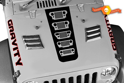 Gravity Grille Evolution Hood and Side Decal Kit for Jeep Wrangler and Gladiator