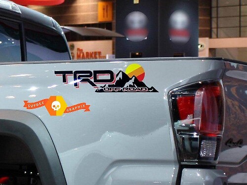 TRD Off Road Mountain Sunset Bedside Vinyl Decal Sticker for Toyota Tacoma