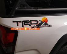TRD Off Road Mountains Sunset Vintage Bedside Vinyl Stickers Decal For Toyota Tacoma Tundra FJ Cruiser 3