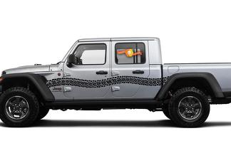 Jeep Gladiator Side JT Extra Large Curved Tire Tracks Style Vinyl decal sticker Graphics kit for 2018-2021
