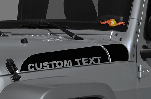 Pair of Jeep Wrangler Gladiator JT JL JLU Rubicon Hood Custom Text Spear Vinyl Sticker Decal Graphic kit for 2018-2021
