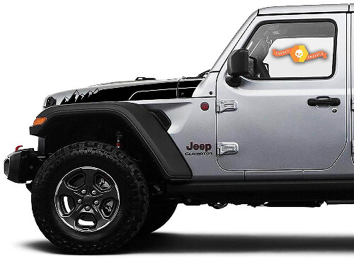 Mountains Style Hood Stripes Vinyl Decal Kit for Jeep Wrangler Gladiator Rubicon
