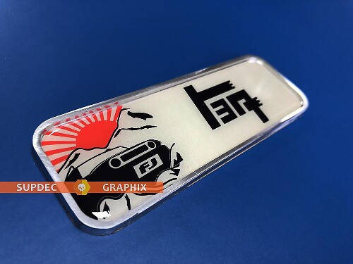TEQ FJ Cruiser Rising Sun Aluminum 3D Domed Side Badge Emblem