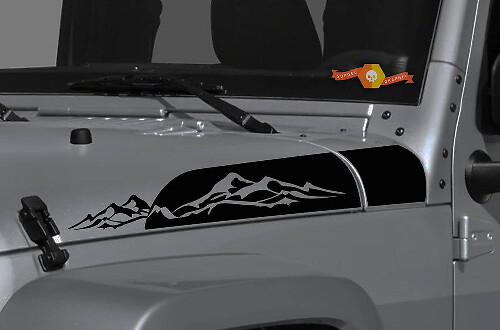 Mountains Range Hood Side Vinyl Decal Kit for Jeep Wrangler & Gladiator
