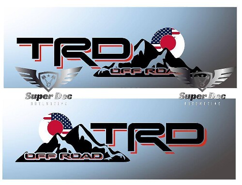 TRD Off Road US Japan Flag Style Decal Set for Toyota Tacoma Tundra 4Runner FJ Cruiser