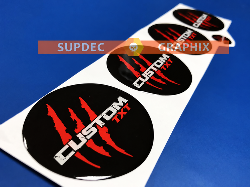 Raptor SVT Style Red Claw Custom TXT 60mm Domed Set Wheel Center Vinyl Decal Sticker_1