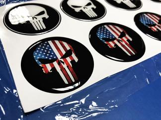 Wheels Center Caps Punisher USA Domed Badge Emblem Resin Decal Sticker
