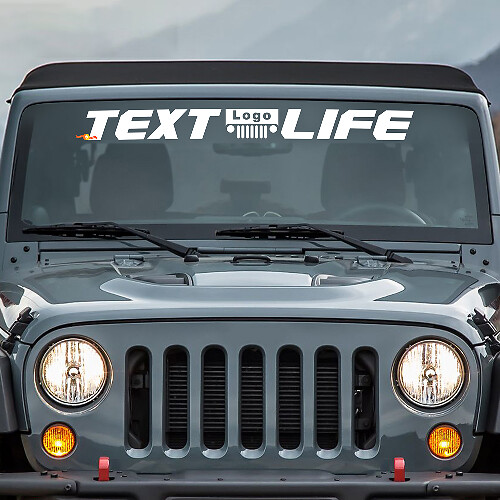 Custom Text Life Windscreen Banner Vinyl Sticker Decal for Jeep Wrangler