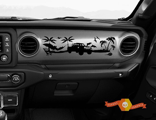 Dashboard Beach Scene Vinyl Sticker Decal for Jeep JT Rubicon Gladiator