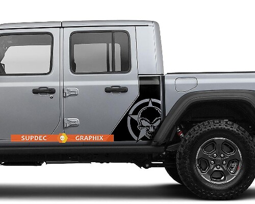 Jeep Gladiator Side Flag Skull Star decal Vinyl Sticker Factory Style Body Vinyl Graphic Stripes Kit 2018-2021
