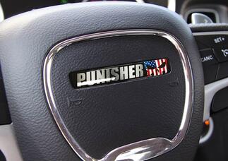One Steering Wheel Punisher Challenger Charger emblem domed decal
