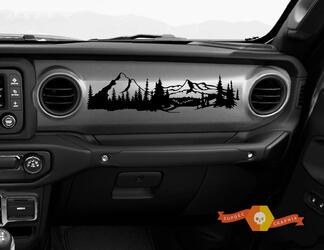 Jeep JT Rubicon Gladiator Dashboard mountains pine trees 1941 Willys with Scene Vinyl Decal
