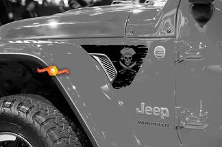 Jeep Wrangler JL JLU JT Jolly Roger Pirate Flag V1 Fender Vent Decal for 2018-2021
