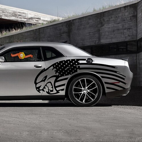 USA Flag Hellcat Side Vinyl Decal Sticker for Dodge Challenger