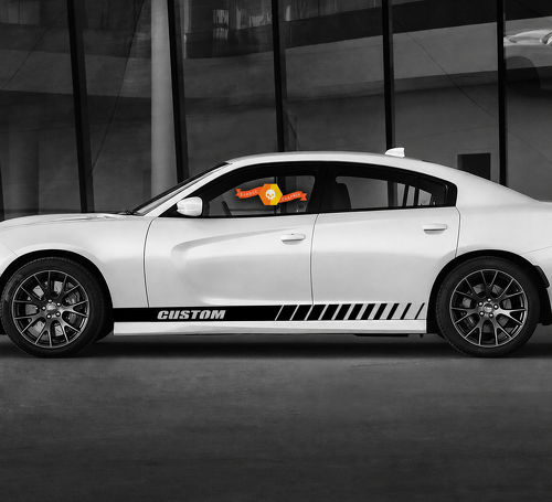 CUSTOM Block Slashed Stripe Pair Rocker Panel Vinyl Decal Sticker for Dodge Charger 2011-2020