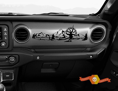 Mountain Compass Dashboard Vinyl Decal for Jeep Wrangler and Gladiator 