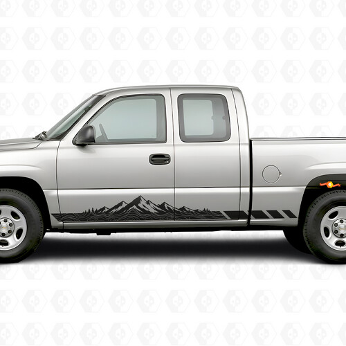 Mountain Topographic Door & Rocker Panel Vinyl Stripes for Chevrolet Silverado 1500 GMT800 1999-2007_1