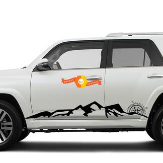 Side Mountains and Compass Rocker side travel Vinyl Sticker Decal fit to Toyota 4Runner 16-20 TRD
 1