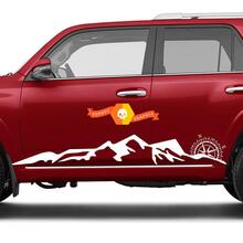 Side Mountains and Compass Rocker side travel Vinyl Sticker Decal fit to Toyota 4Runner 16-20 TRD
 2