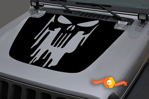 Punisher Skull Hood Vinyl Decal for Jeep Wrangler and Gladiator 