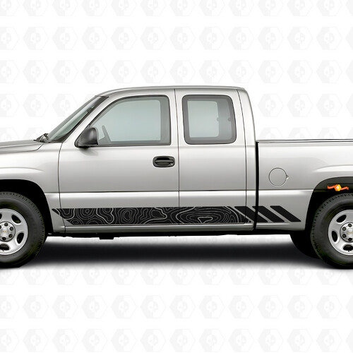 Topographic Contour Door & Rocker Panel Vinyl Stripes for Chevrolet Silverado 1500 GMT800 1999-2007