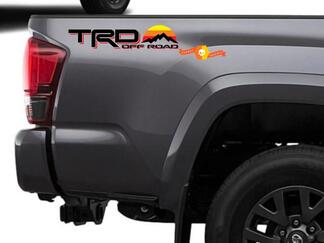 Pair of TRD 4x4 Off road with Mountains Vintage Sunset Old Style Side Vinyl Stickers Decal fit to Tacoma Tundra 4Runner
