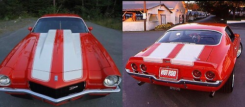Dual Hood and Trunk Stripes Vinyl Decal Kit for Chevrolet Camaro Z28 1970-73 