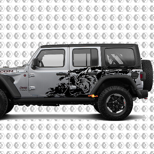 Hell Cat Wild Style Splash Grunge Bedside Vinyl Sticker Decal Graphic for Jeep Wrangler Unlimited